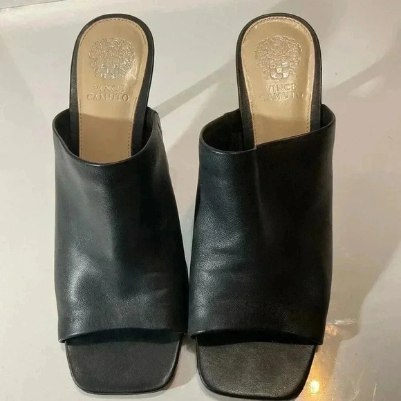 Vince Camuto Arlinala women’s square toad slip on heel genuine, leather black si - Picture 8 of 10